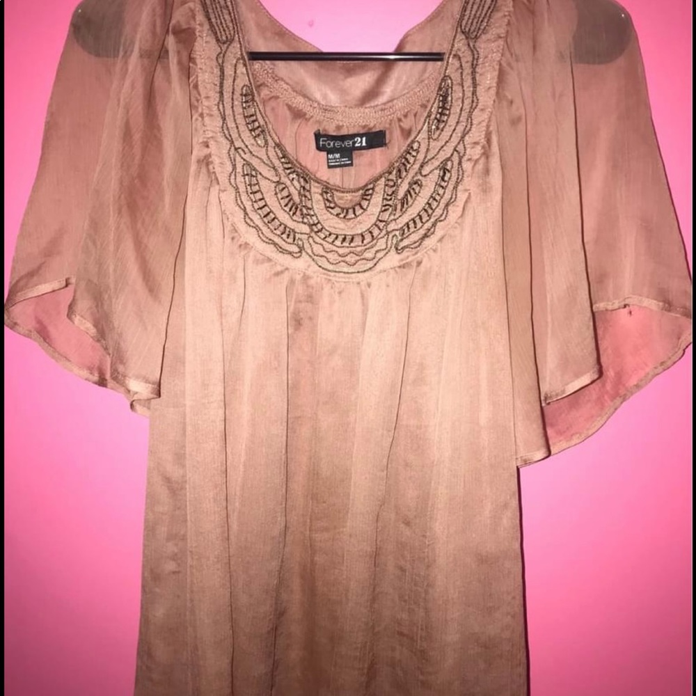 Forever 21 Tan Blouse Size Medium